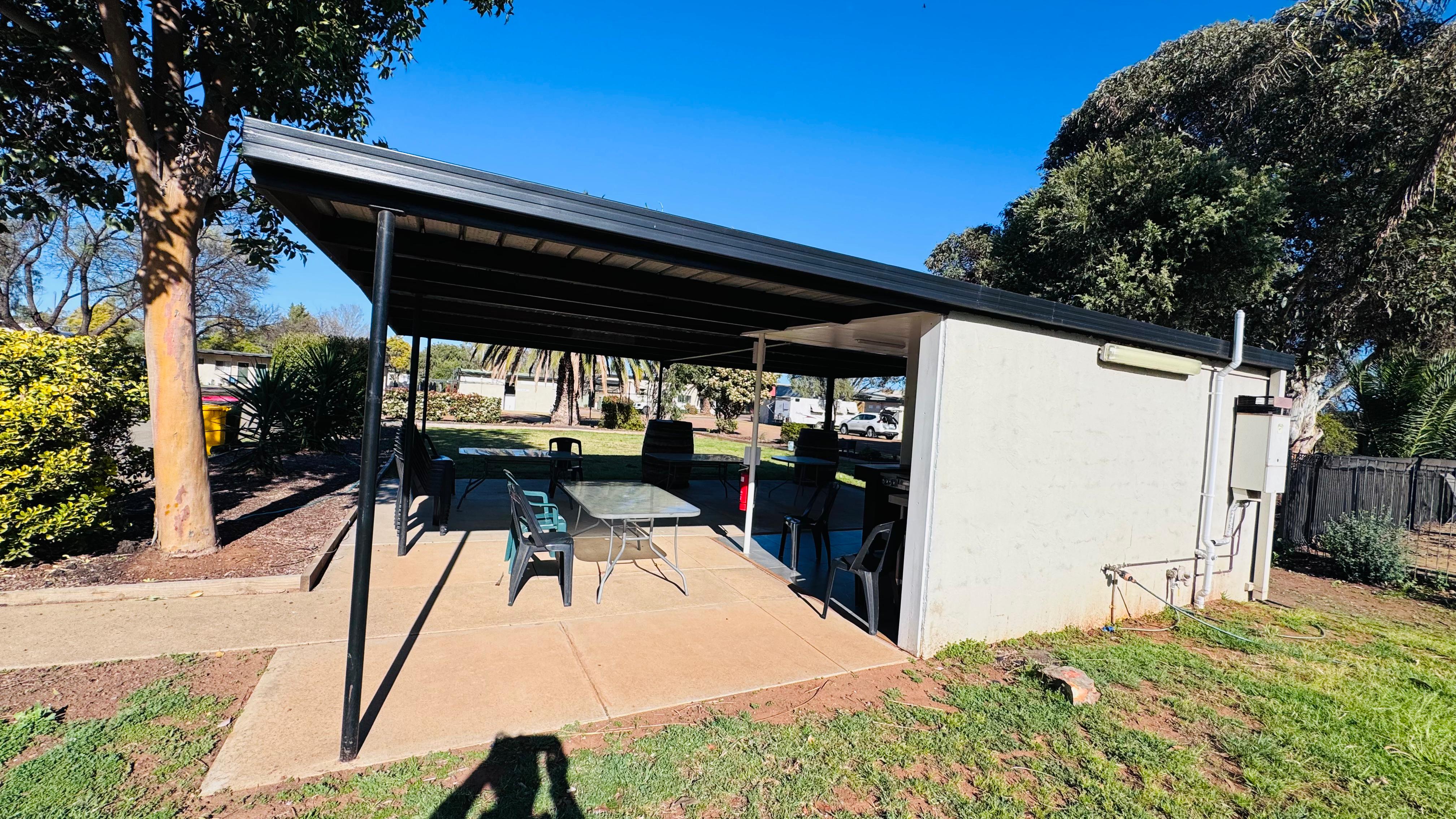 Communal outdoor BBQ area and lawns